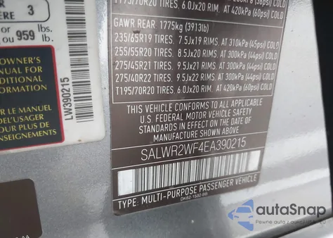 2014 Land Rover Range Rover Sport 3.0L V6 Supercharged Hse z USA, uszkodzony, nr VIN SALWR2WF4EA390215